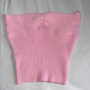 Soft Pink Ribbed Strapless Tube Top